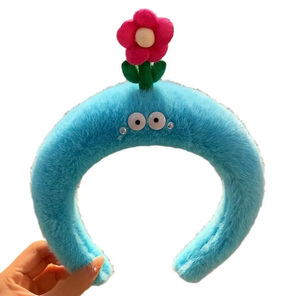 Kawaii Cartoon Plush Hairband Candy Color Korean Style Flower Headband Hair Accessories Headwear Funny Hoop Face Washing