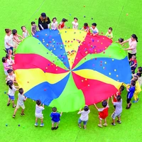 outdoor sports team game 2m3m4m5m6m diameter rainbow umbrella parachute toy jump sack ballute play game mat toy kids gift
