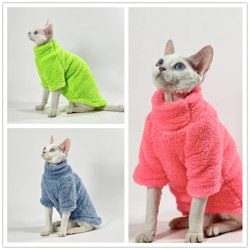 C&C Sphinx cat Clothing velvet Bottoming Shirt  Devon Rex Sphynx Outftis Pet Apparel thicken comfy Hairless cat clothes