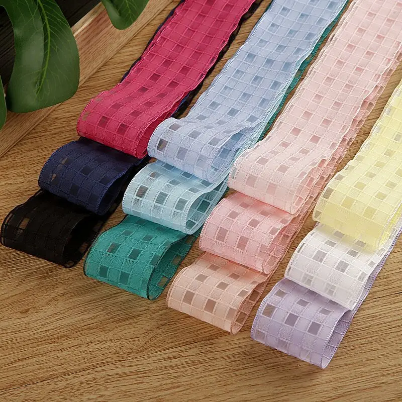 

10 Yards 25mm40mm Check Chiffon Plaid Ribbon DIY Handmade Material For Crafts Decoration Hair Bows Crafts Gifts fabric Belt