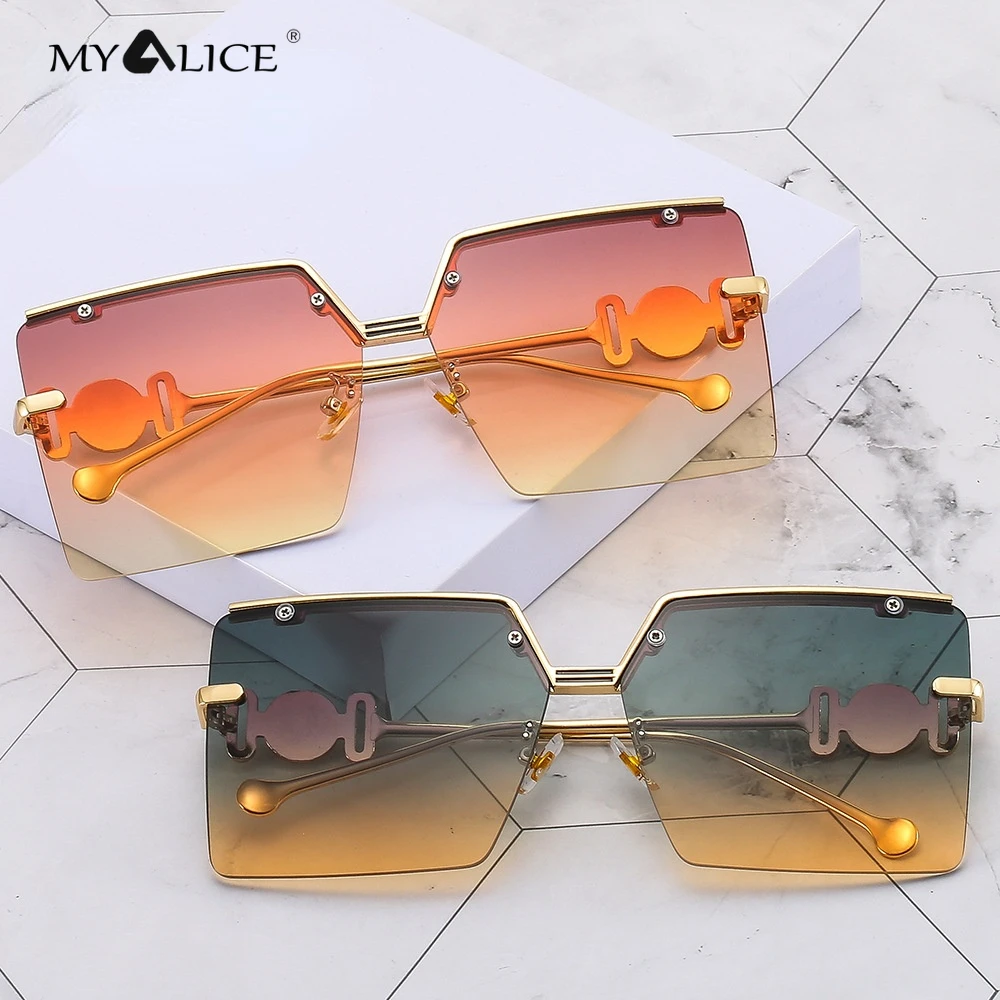 

Солнцезащитные очки MYALICE оверсайз для мужчин и женщин, прямоугольной формы, брендовые дизайнерские, UV400