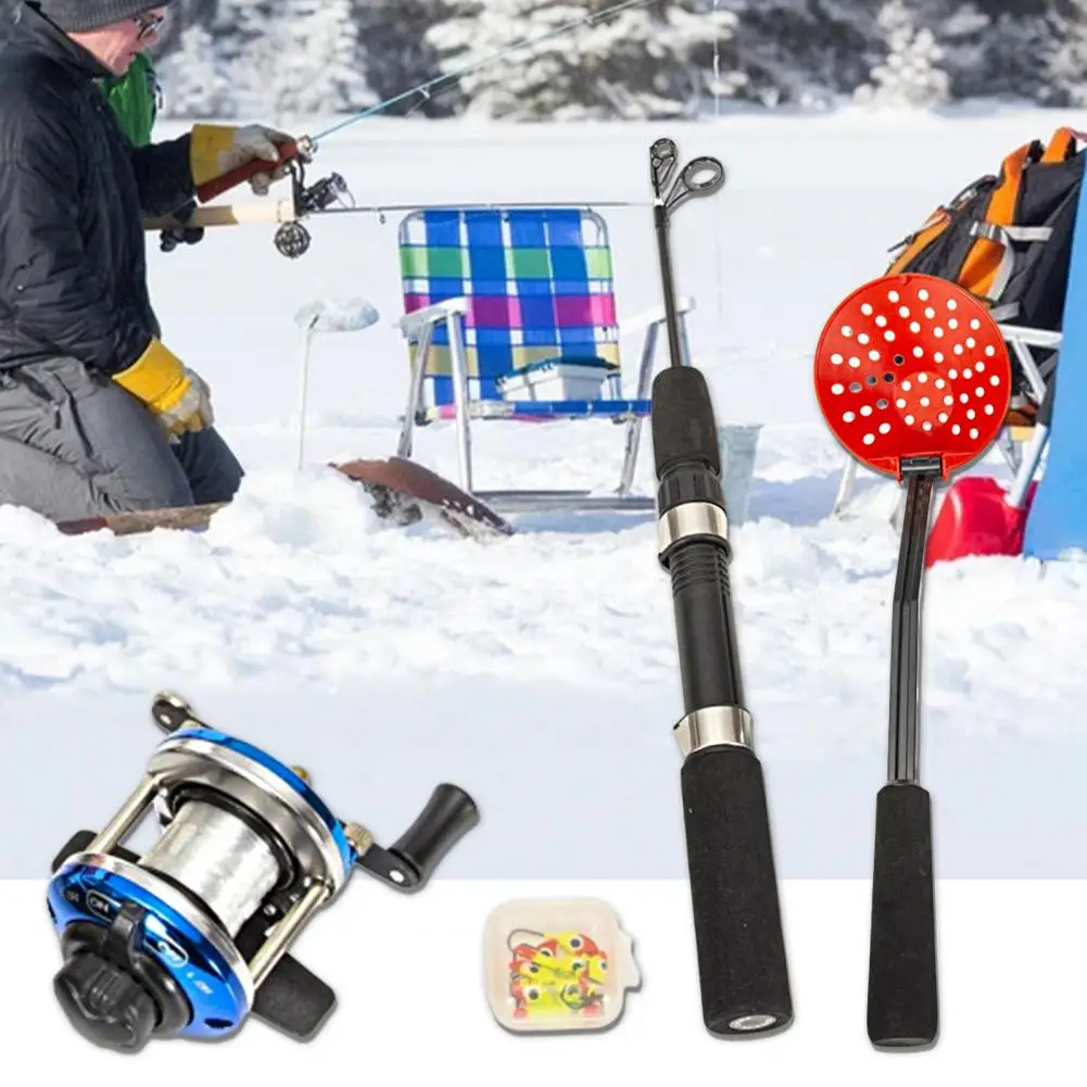 

Набор для зимней рыбалки, 1 комплект, нескользящая удочка для подледной рыбалки, складная ручка, крючки для катушки, Рыболовная катушка, комплект оборудования для подледной рыбалки