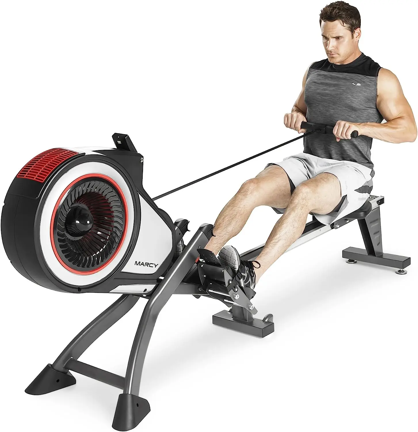 

Turbine Rowing Machine Rower with 8 Resistance Setting and Transport Wheels NS-6050RE, Gray