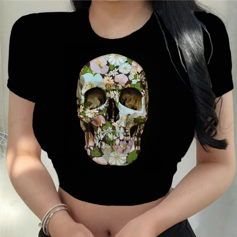 Женские топы в стиле Харадзюку 90-х Забавный кроп-топ с коротким рукавом одежда