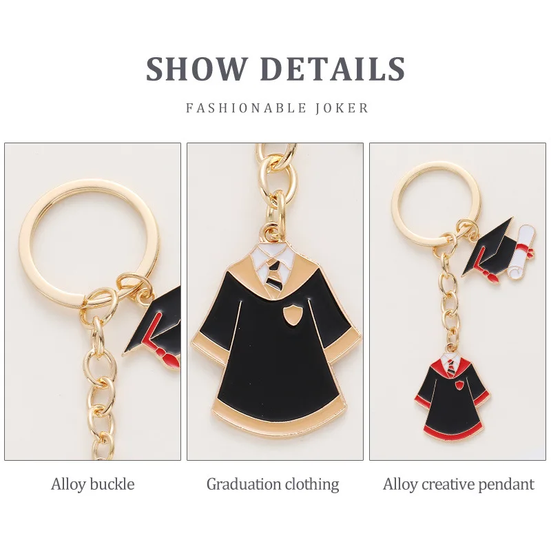 

Doctoral Cap Graduation Dress Keychain Keyring Stainless Steel Student Jewelry Accessories Pendant Friend Family Gifts Fashion