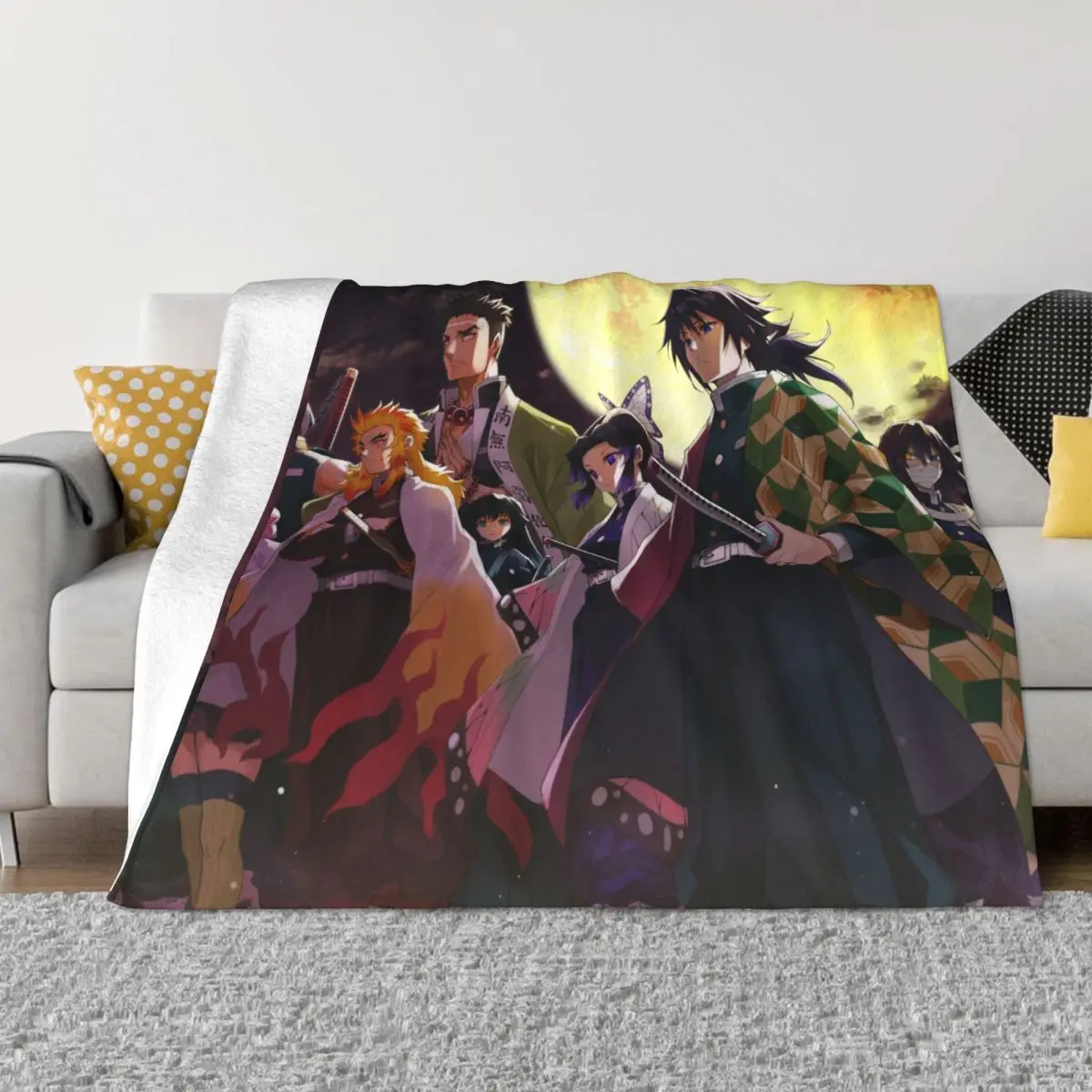 

Demon Slayer Flannel Throw Blankets Kimetsu No Yaiba Japanese Anime Blanket for Bedding Travel Super Warm Plush Thin Quilt