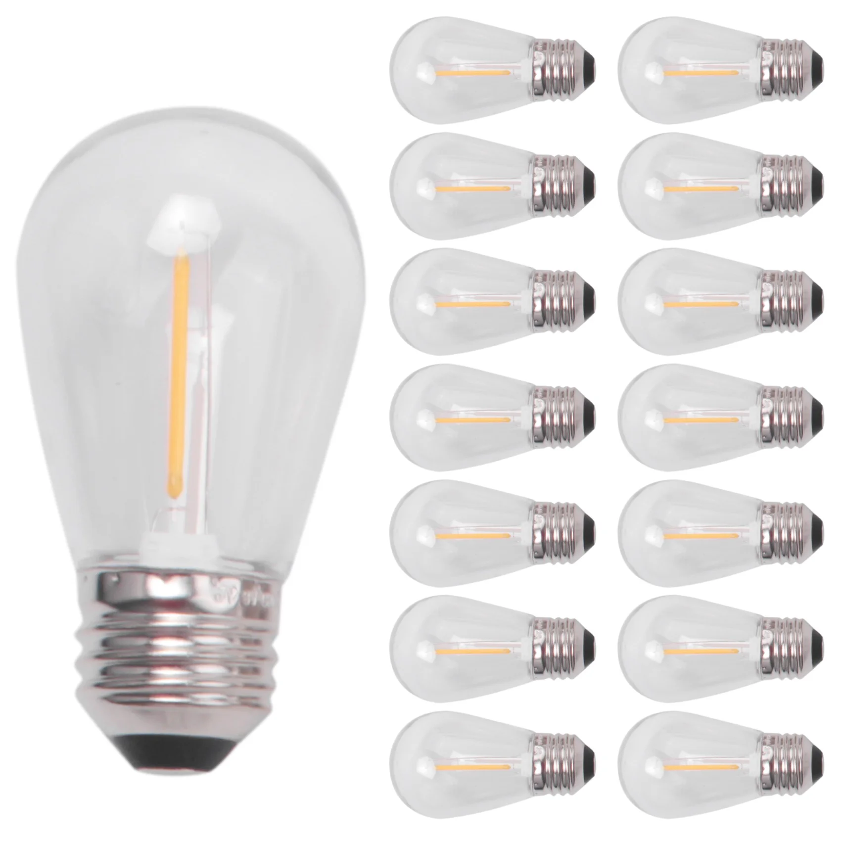 

15 Pack 3V LED S14 Replacement Light Bulbs Shatterproof Outdoor Solar String Light Bulbs Warm White