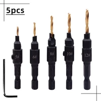 45pcs hss countersink drill bits set hex shank chamfer for woodworking holes countering drilling taper spiral carpentry tools