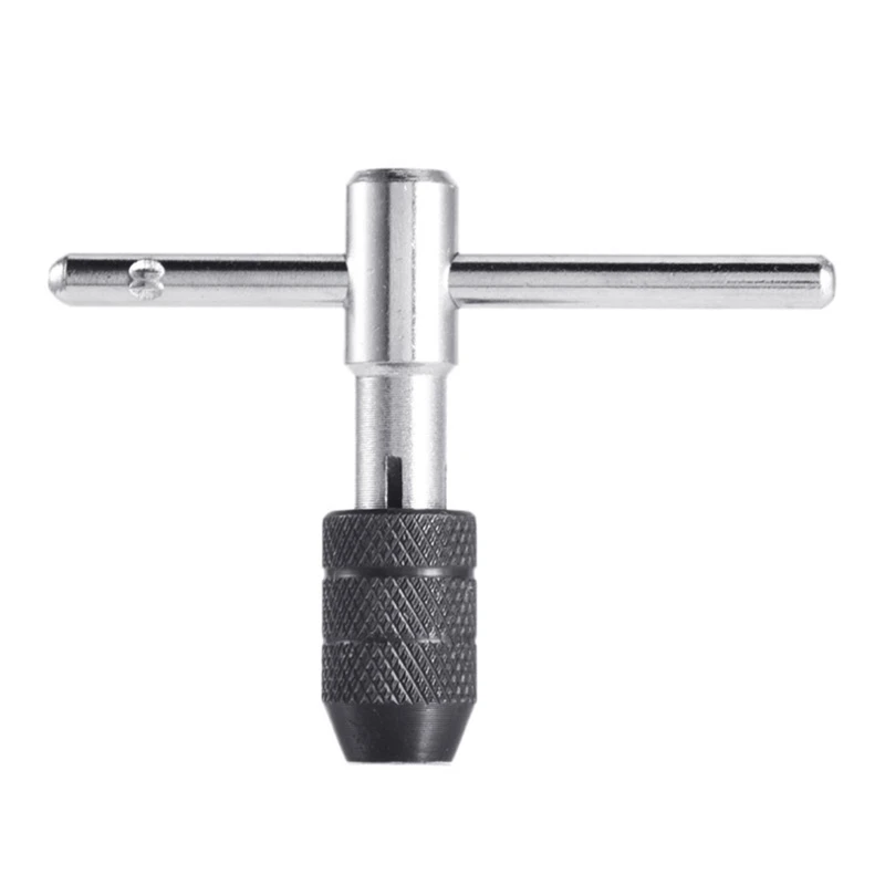 

Professional Adjustable Silver T-Handle Ratchet Tap Holder Wrench Metric Plug T-shaped Tap for Household Workshop Repair