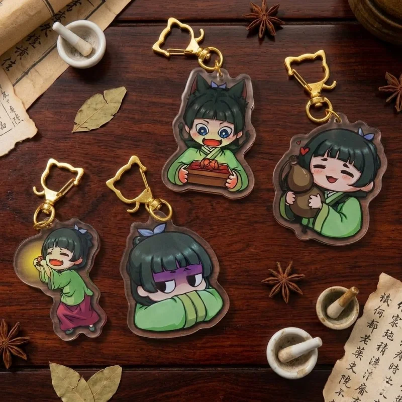 Фото Коллекционный акриловый брелок-подвеска Kusuriya no Hitorigoto Maomao Multi Expression Q Figure 5 см с застежкой в виде кошачьей лапки, в стиле старинной манги, для сумок №1