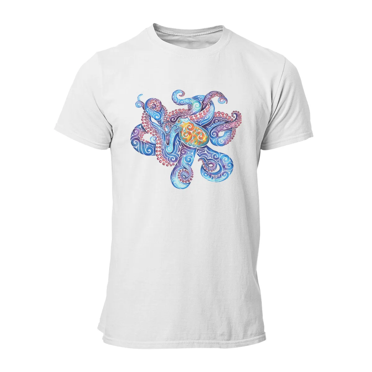 

Men's T-shirt Swirly Octopus Print Black Vintage Tshirts Men Cotton Tshirt Tees Tops Harajuku Streetwear Oversize