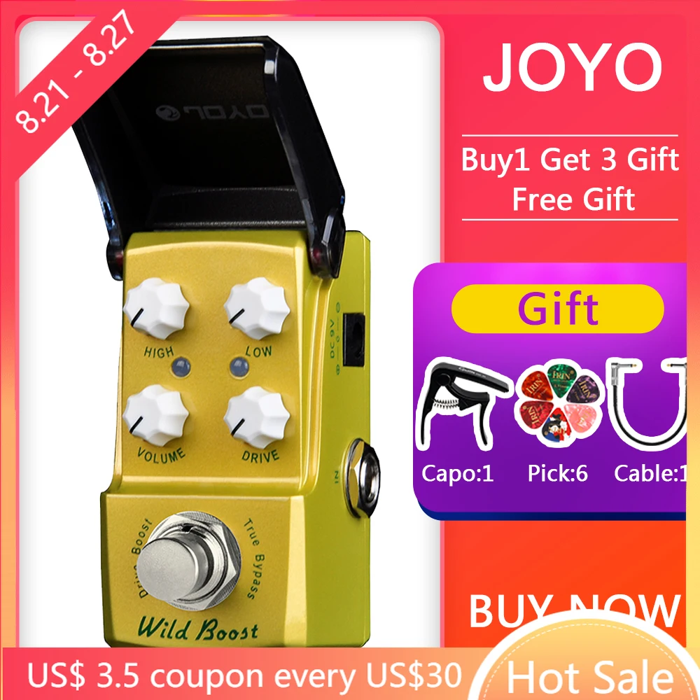 

JOYO JF-302 Wild Boost Pedal Guitar Pedal with High Low EQ Adjust Overload Effect Dirty and Unrefined Sound True Bypass