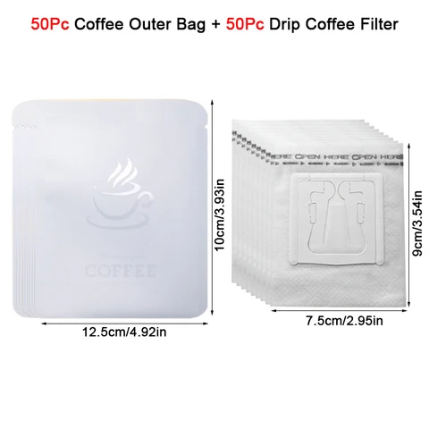 Подвесной ушной вкладыш для капельного фильтра кофе и пакеты для кофейного порошка 50 комплектов влагостойкий портативный инструмент для хранения чая и кофе для дома и офиса
