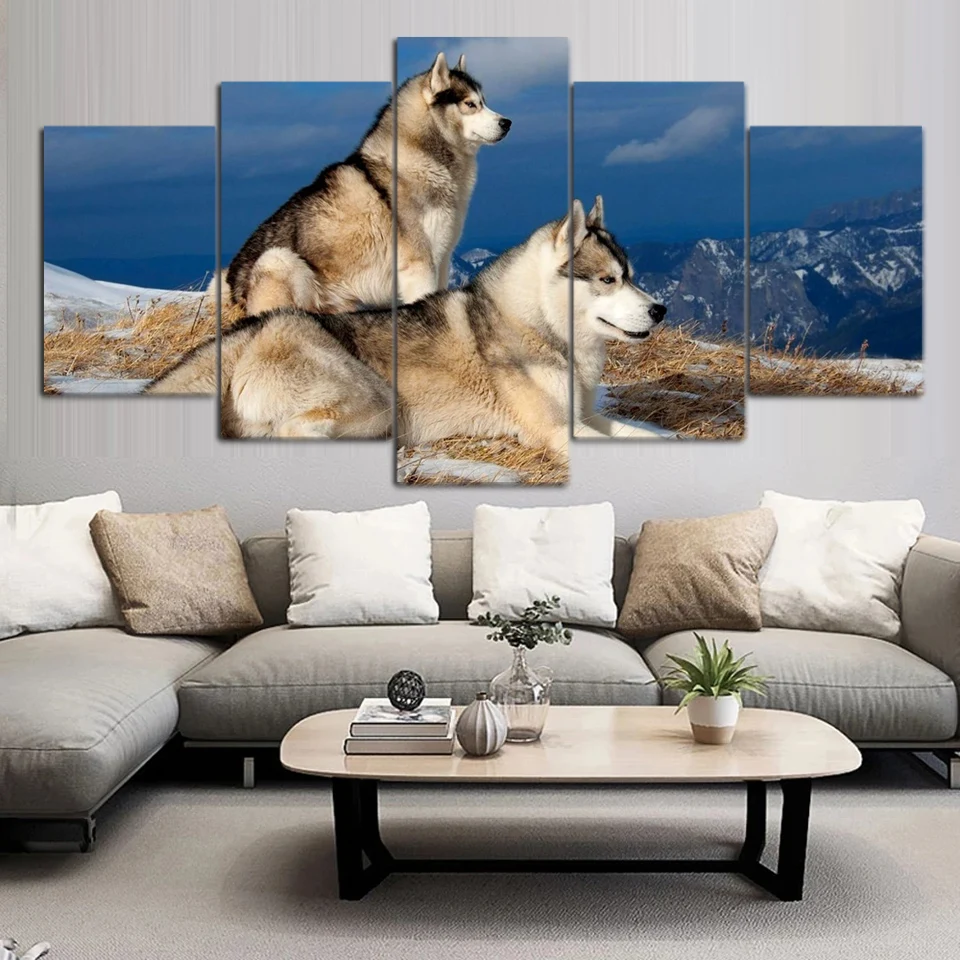 

5D DIY Diamond Painting Full Drill Animal Siberian Husky Cross Stitch Kit Diamond Embroidery Mosaic Handmade Gift 5 Piece Set