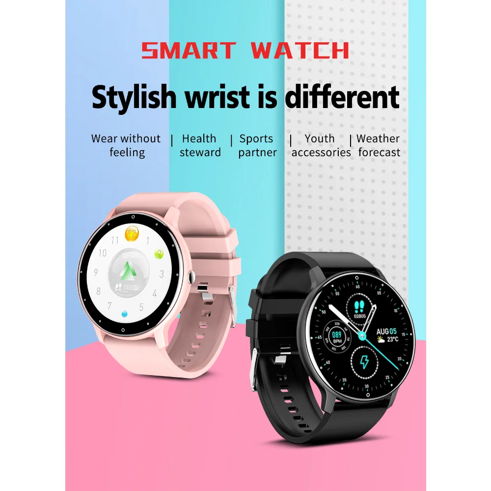 ZL02d Tuya Smart Watch Round Screen Touch Waterproof Measure Heart Rate Fitness Tracker Wristband with Blood Pressure Smartwatch enlarge