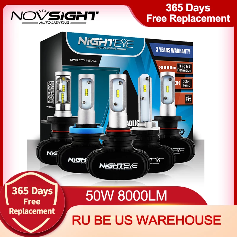 

Светодиодные фары Nighteye Led H4 H7 H8 H9 H11, белые противотуманные фары, 8000LM, 50 Вт, 6500 к, противотуманки 9005 HB3 9006 HB4