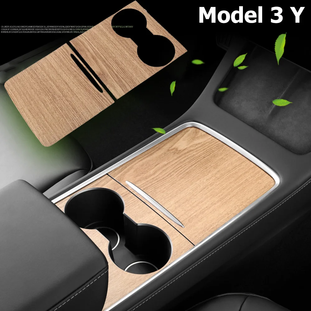 

For Tesla Model 3 Y 2021 2022 Center Console Panel Sticker Wood Grain Film Carbon Central Control Cover Car Interior Accessories