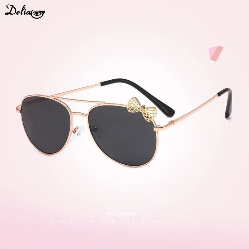 Новинка Детские уличные очки Классические солнцезащитные очки-авиаторы с бантом