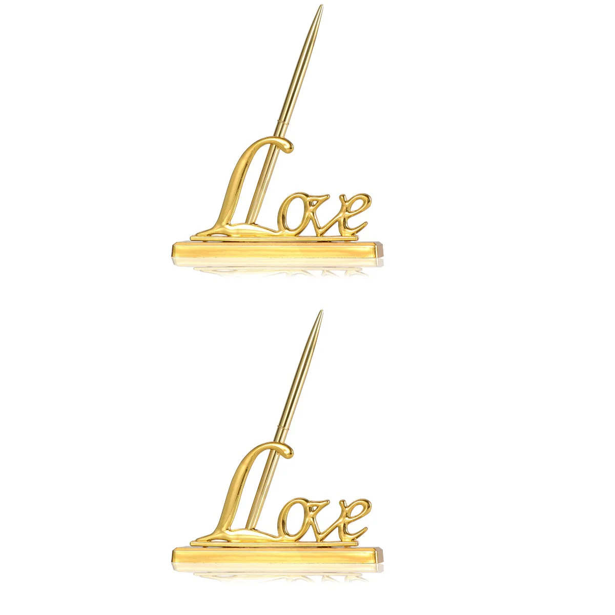

Pen Set Holder Wedding Engagementsigning Pens Golddesk Love Guest Book Plated Favors Party Stand Golden Guests Sign Signature
