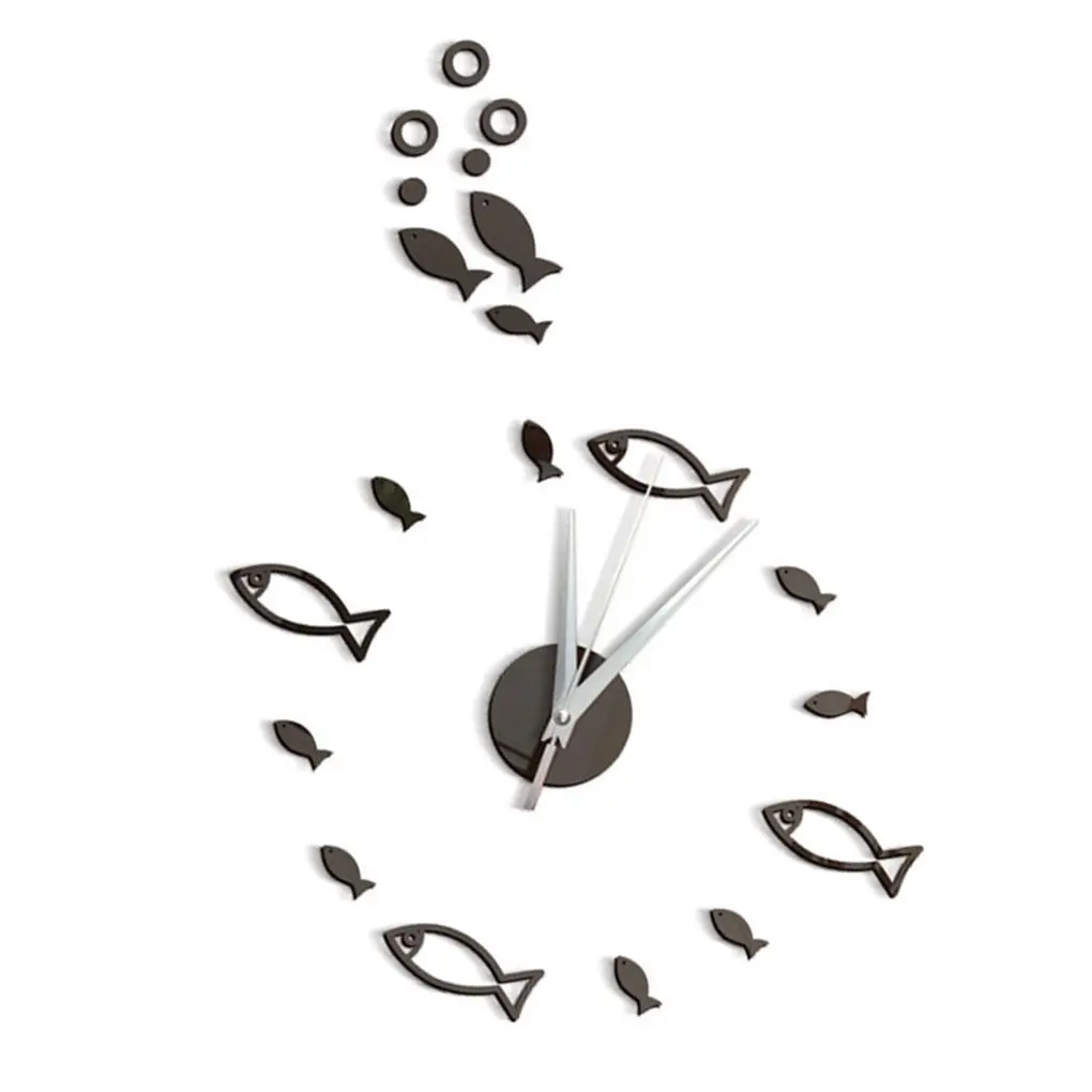 

New Design Mirror Wall Clock Sticker Set Lovely 3D Fish Home Decor Poster Decals Poster Decor Living Room Bed Room Wall Clock