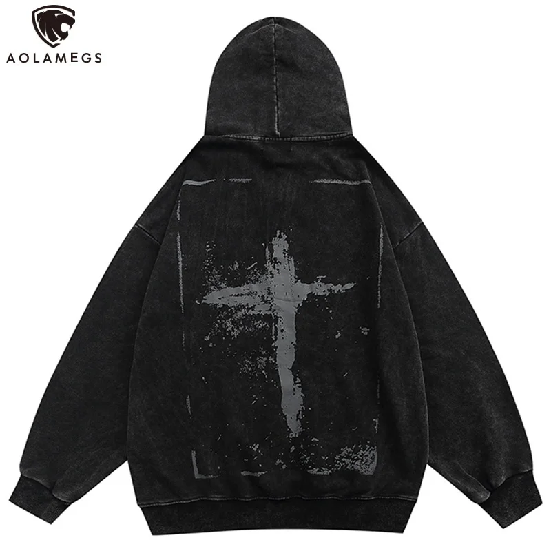 

Men's Oversized die Retro Cross raffiti Pullover Sweatsirt ip op i Street Fasion arajuku Couple Streetwear