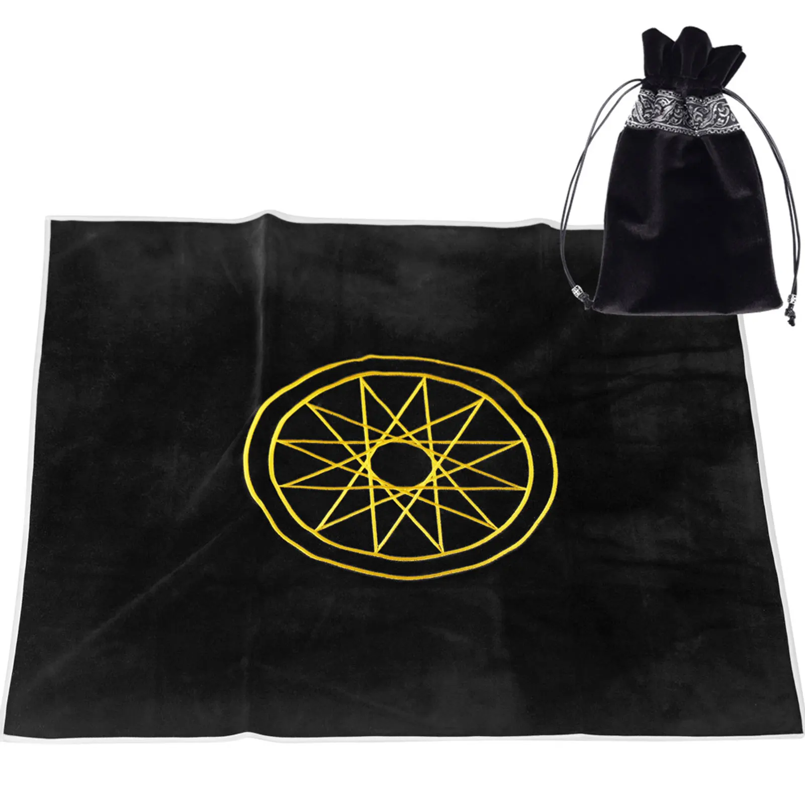 

31.5*31.5in Retro Tarot Cards Bag Party Table Cloth Board Game Tablecloth Divination Velvet