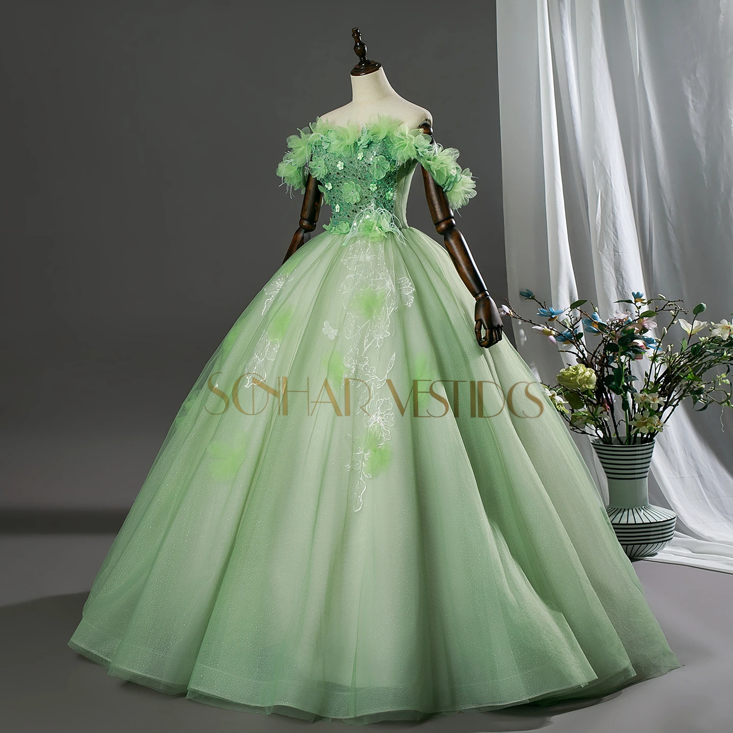 Фото Платье Sonhar Vestidos Green Party для 15-летия, выпускного бала, нарядное, на заказ, для девочки 15 лет, 2026 №3