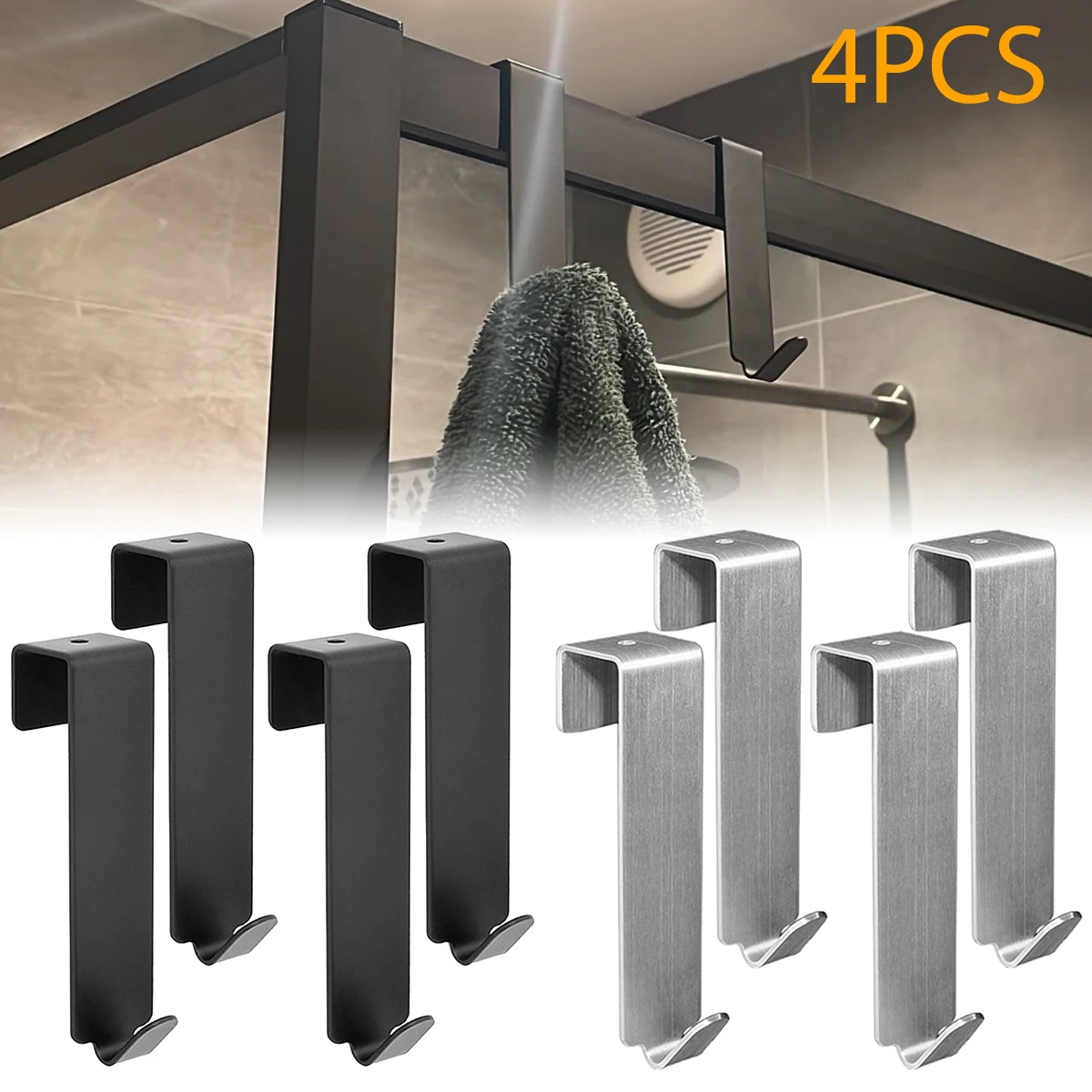 

4Pcs Stainless Steel Door Hook Over The Door Hook Sturdy Over Door Cabinet Drawer Hook Heavy Duty Z-Shaped Hanging Hook Over The