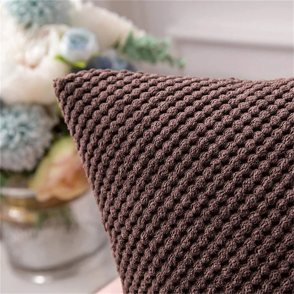 Коричневый вельветовый чехол для подушки декоративный домашний в нордическом