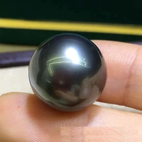huge charming 14 15mm natural south sea genuine black round good luste loose pearl