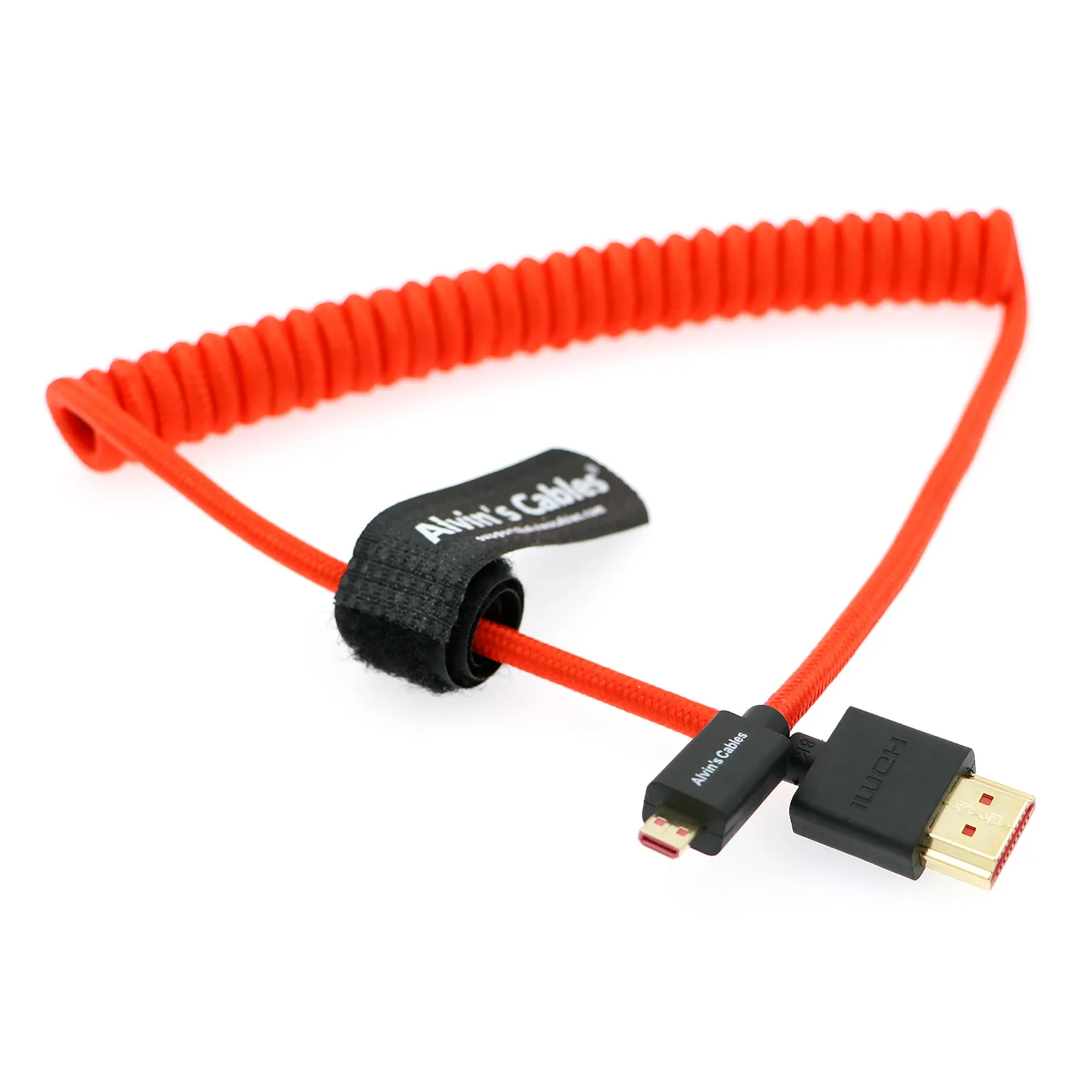 Фото Оплетеный спиральный кабель Micro HDMI на Full HDMI 8K 2.1 для Atomos Ninja V 4K 60P №2