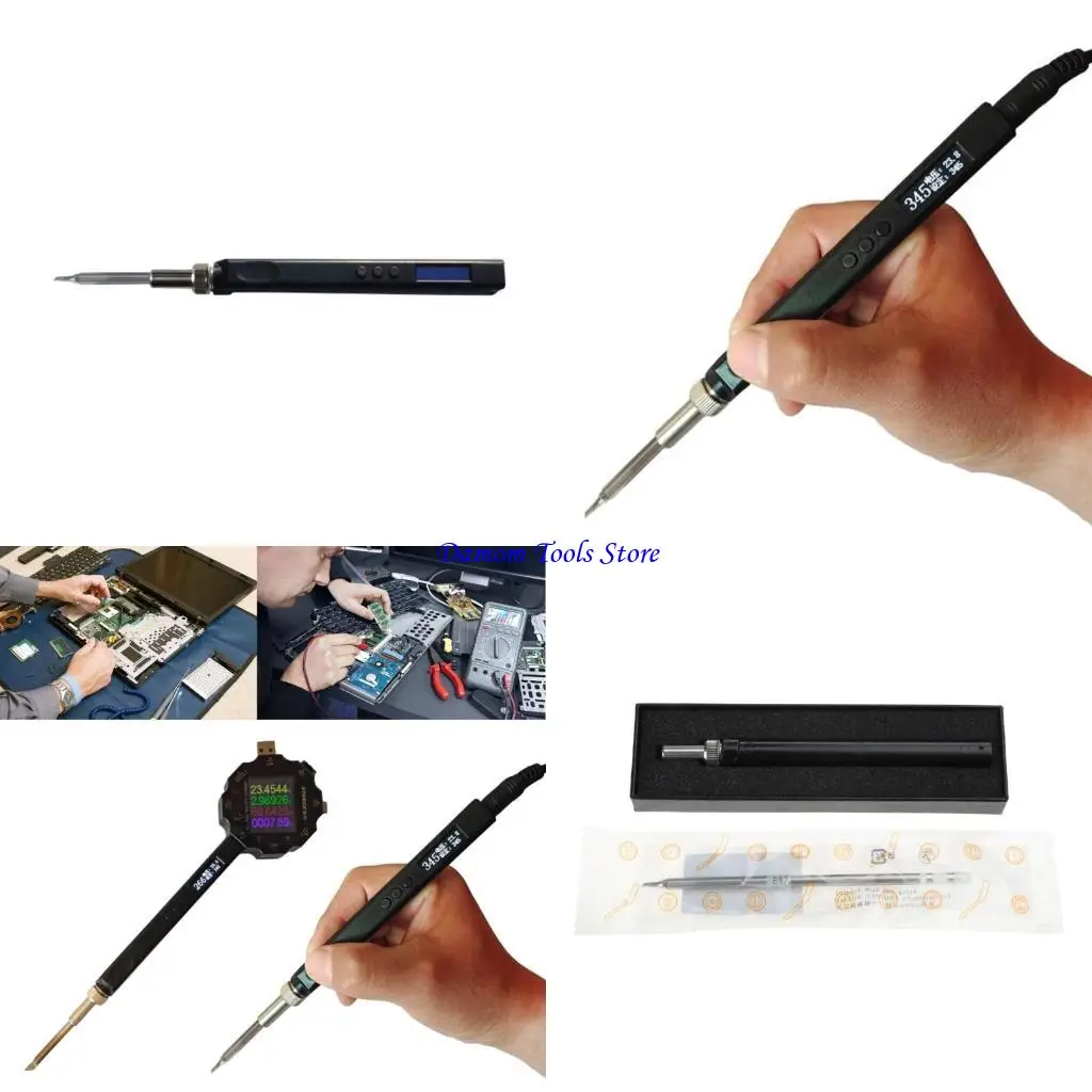 Фото 57be T12 Mini Digital Oled Splering Iron USB Type-C PD 65W Регулируемая температура Электрическая сварка №1
