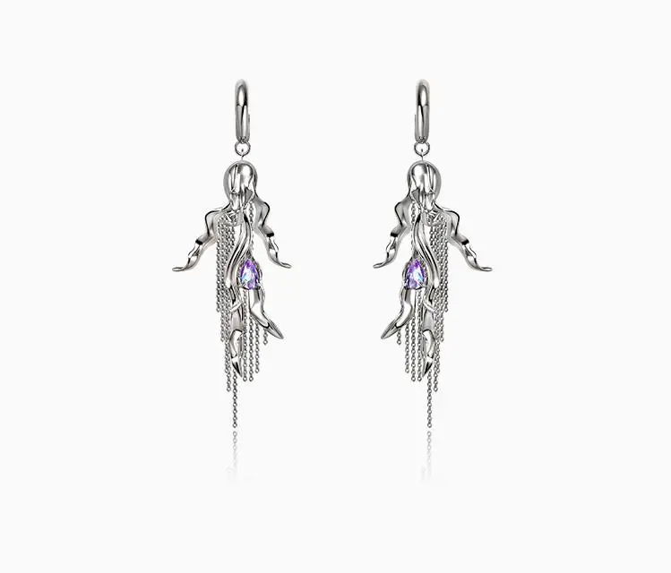 

Timeless Wonder Fancy Zirconia Geo Tassel Hoop Earrings Women Designer Jewelry Gothic Ins Punk Rare Trendy Wedding Gift Top 1184
