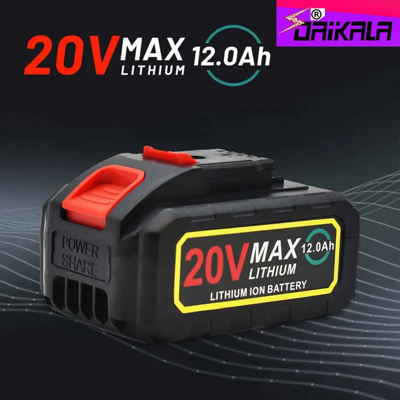 

Large capacity lithium-ion 20V 12000mAh lithium battery, suitable for daily cordless wrenches, electric tools, electric drills,