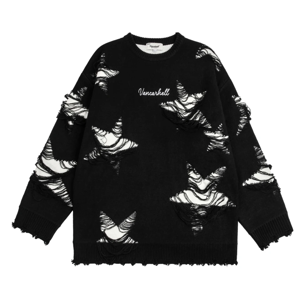 Модный уличный женский рваный свитер 2023