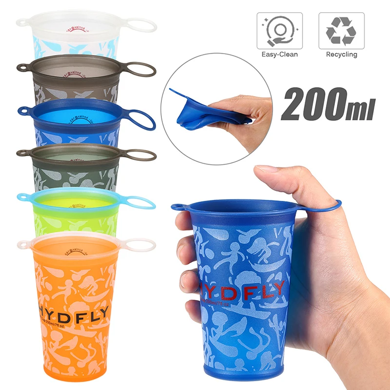 

200ml Foldable Soft Cup BPA-Free Water Bag Non-Toxic TPU Ultralight Bottle For Outdoor Sports Marathon Cycling Trailing Running