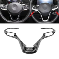 carbon fiber styling for volkswagen vw golf 8 mk8 2020 2021 2022 car steering wheel panel switch button cover trim accessories