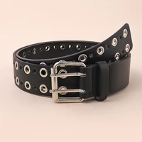 women belt pu leather punk style fashion female black hollow out waistband vintage pin buckle genuine leather strap jeans