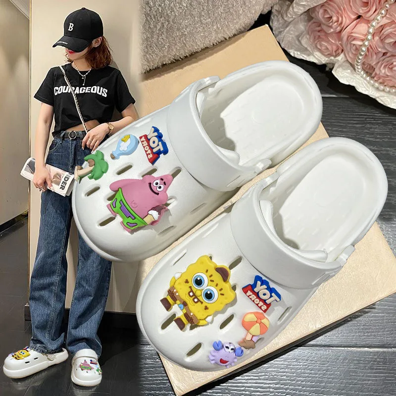 Сандалии женские в виде пещер Нескользящие летние босоножки Губка Боб Баотоу