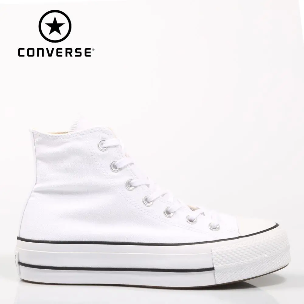 

Кроссовки Converse Chuck Taylor женские, высокие, на платформе, Повседневная модная обувь, белые