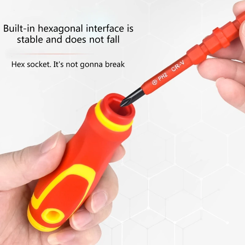 Магнитная отвертка 15 в 1 сменная изолированная с магнитной стальной шлицевой