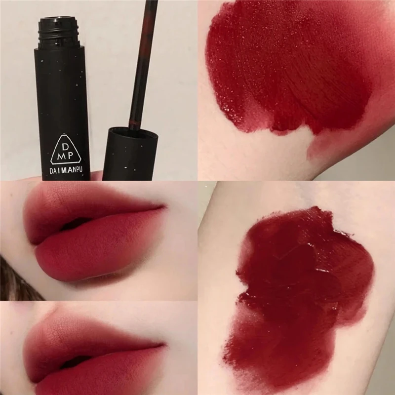 

6 Colors Velvet Matte Lipstick Black Silver Tube Lasting Waterproof Lip Glaze Sexy Red Liquid Lip Gloss Korean Cosmetics Makeup