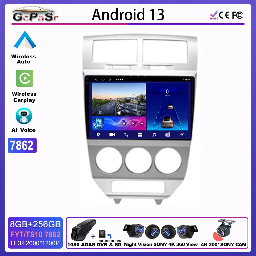 

Android Auto For Dodge Caliber I 2007 - 2010 Automotive Multimedia 5G DVD Wifi BT High-performance Monitor Accessories Car Radio