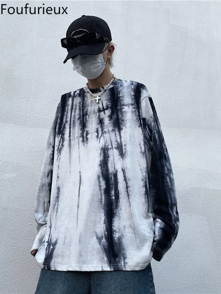 

Мужская и женская футболка с длинным рукавом и градиентом, в стиле Харадзюку