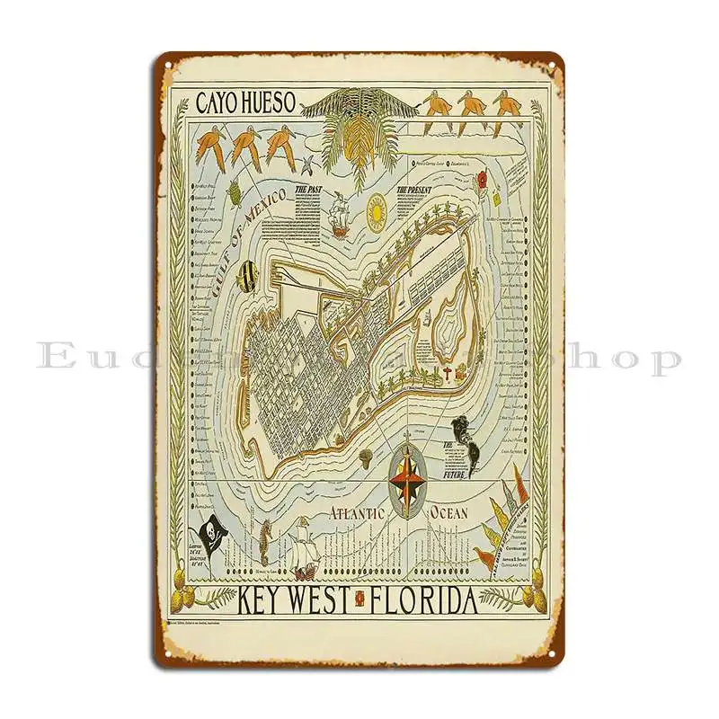 Ретро Cayo Hueso Key West Florida 1938 металлический знак проектирование табличек персонаж
