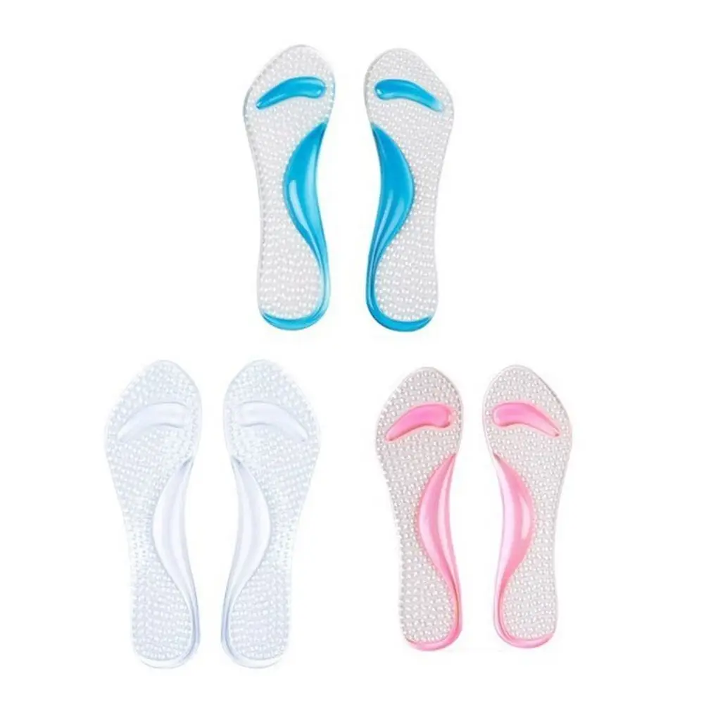 

3 Pair Silicone Arch Massage Insole Women Summer High-heeled Sandals Non-slip Shoe Mats Flat Foot Pads