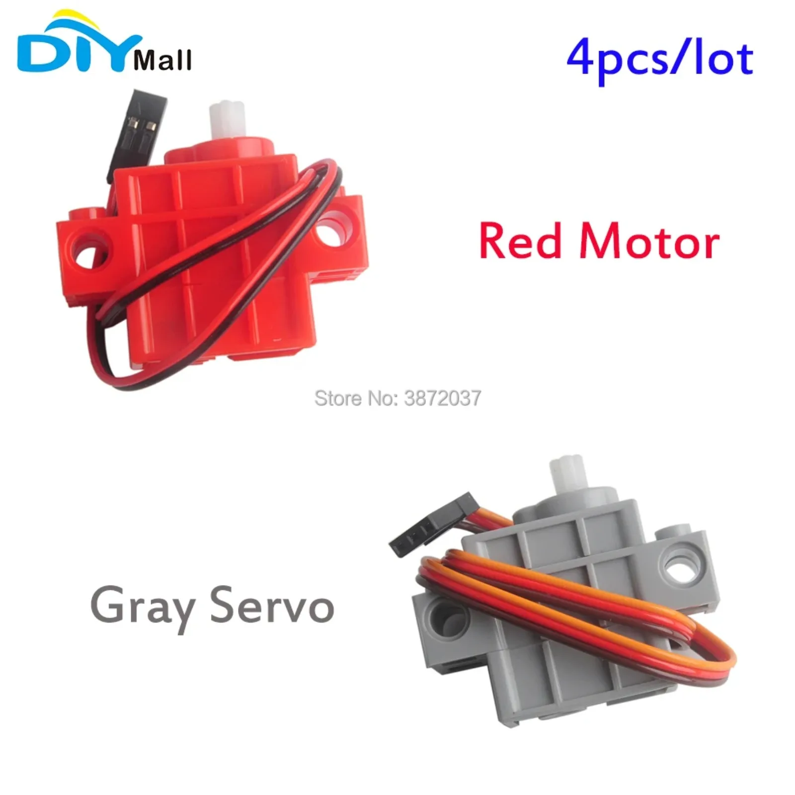 Фото 4 шт./лот сервоприводы DIYmall серые с красным мотором для Geekservo Geek Servo с проводами, совместимые с Micro:bit Smart Car 3-5V №1