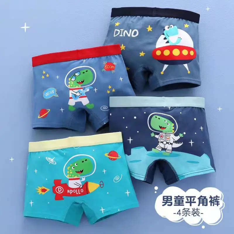 

4pcs/lot Boys Panties Soft Cotton Children's Underwear Dinosaur Pattern Baby Kids Boxer Breathable Briefs Teenage 2-12 Years