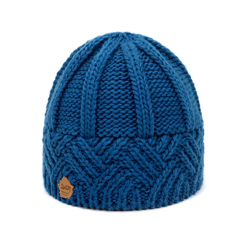 

Winter Women Bonnet Hat Solid THick Headscarf Head Cover Knitted Hat Wool Cap Round Resuable Folds Warm Ear Protect Female Hat