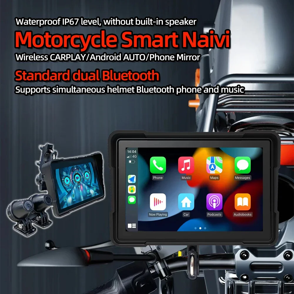 5-дюймовый сенсорный экран для мотоцикла Carplay GPS монитор беспроводной Bluetooth